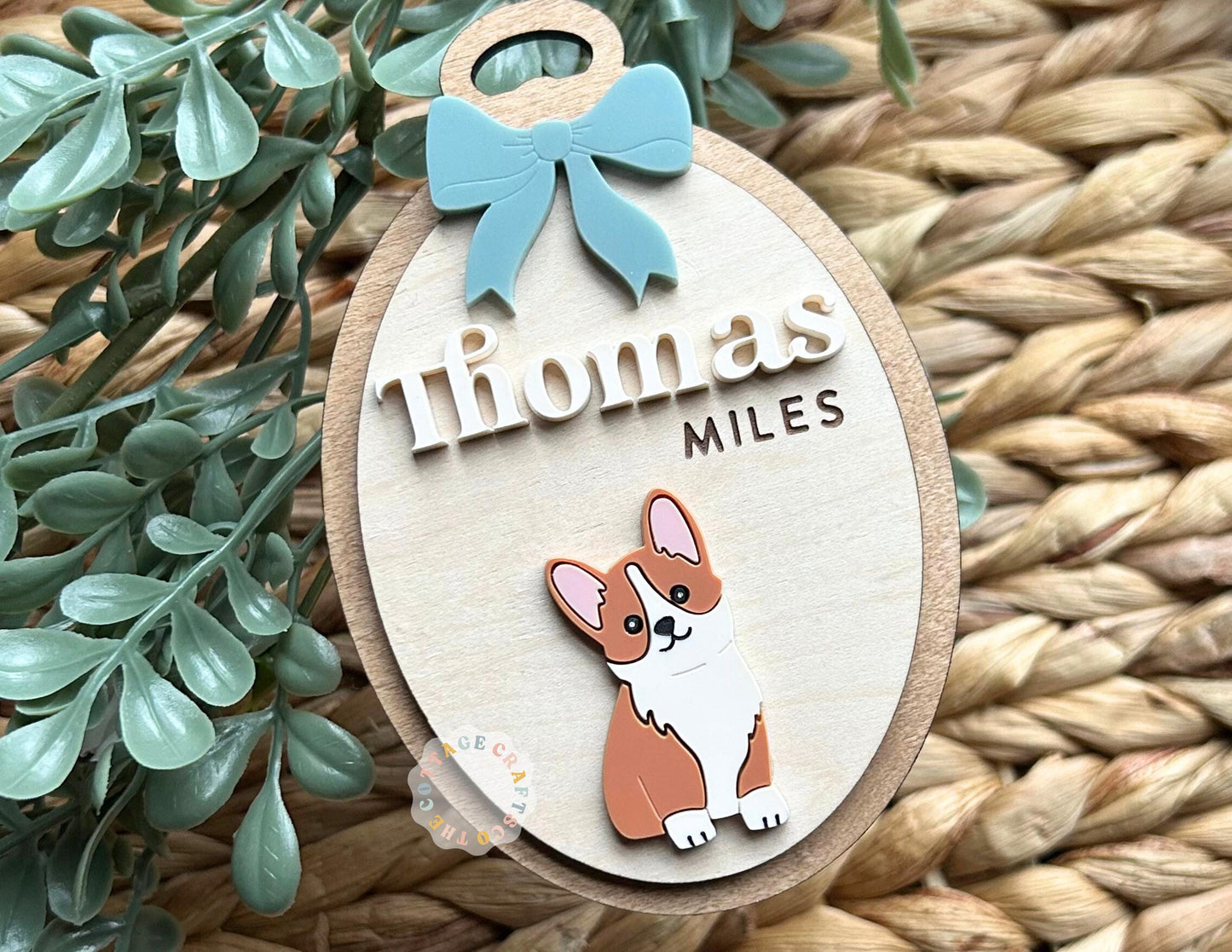 Birth Announcement, Name Sign,Fresh 48 Name Plaque,Newborn Photo Prop, Corgi Decor, Puppy Nursery Decor,Dog Lover Baby Shower Gift