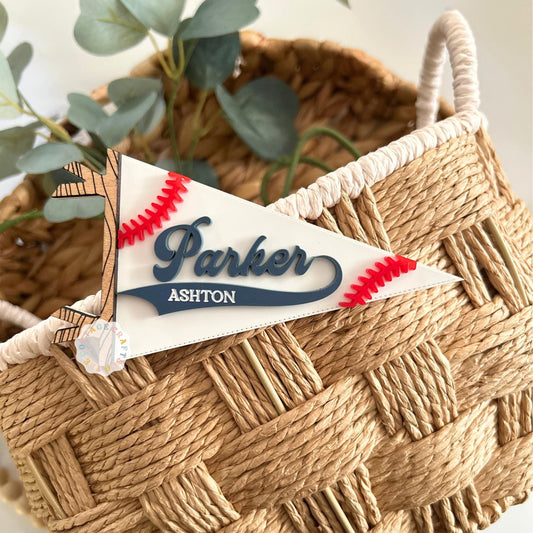 Personalized Baseball Pennant Baby Name Sign,Baseball, Milestone,Newborn Photo Prop, Custom Name