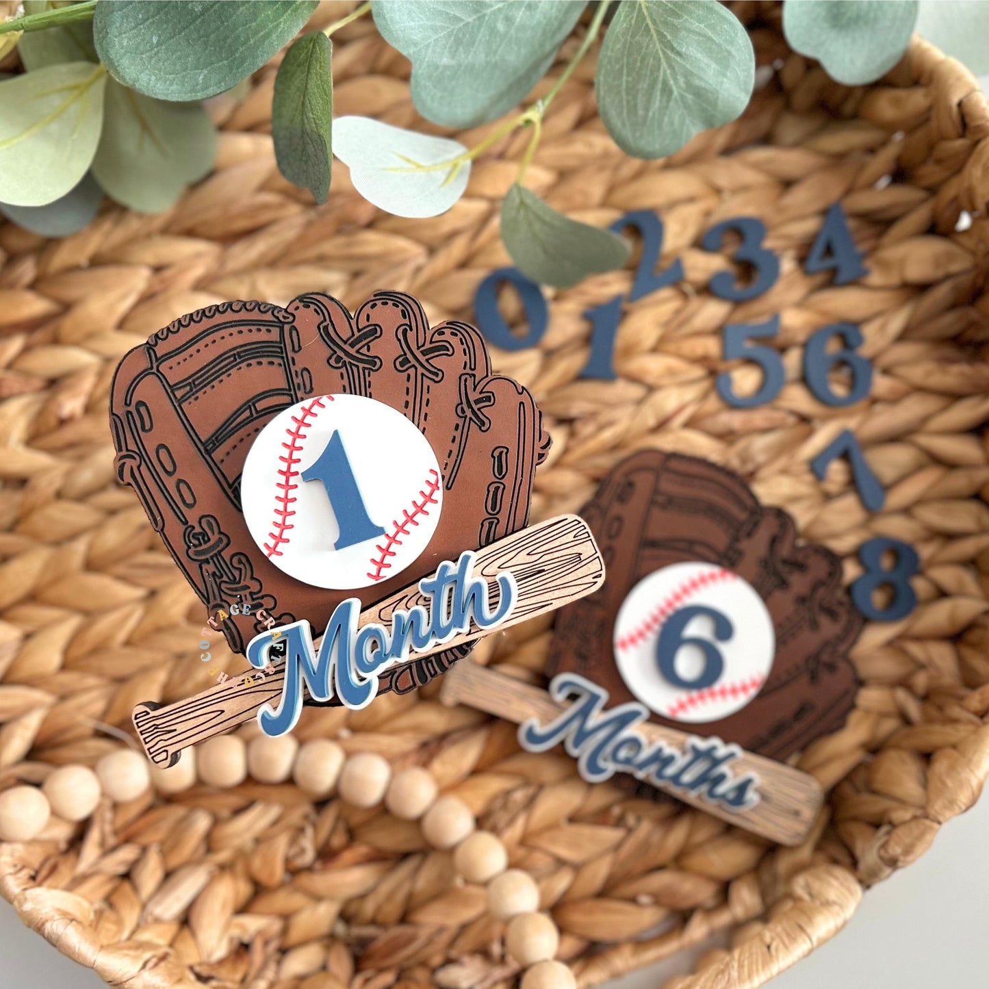 Baseball Milestone Signs, Baby Monthly Milestone Photo Prop, 1-12 Months Baseball Theme, Rookie of the Year Baby Shower Gift, Sports Nursery