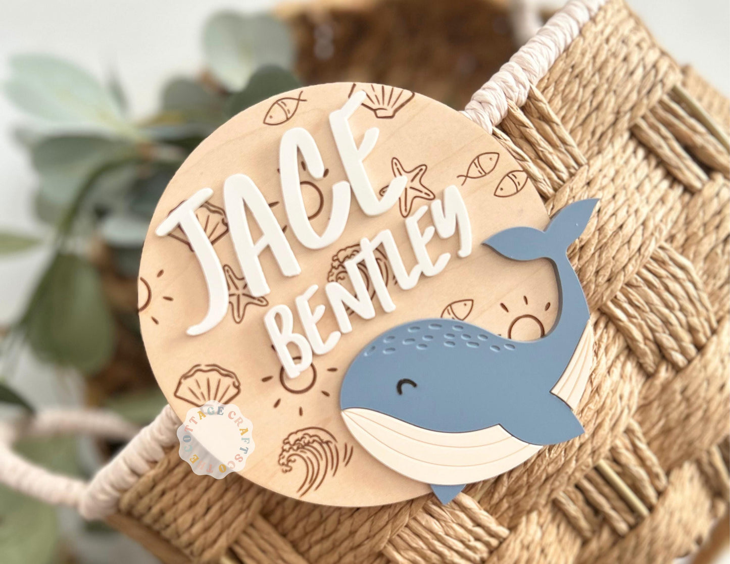 Personalized Whale Name Sign, Custom Baby Name Plaque, Ocean Nursery Decor,  Nautical Nursery Decor,