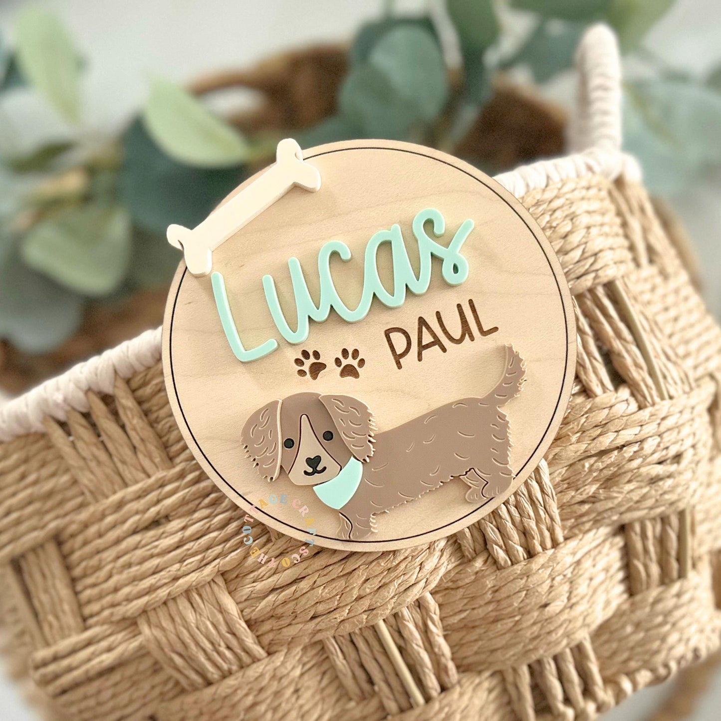 Dachshund Baby Name Sign, Personalized Puppy Birth Announcement, Custom Newborn Name Plaque, Dog Nursery Decor, Baby Name Reveal Keepsake