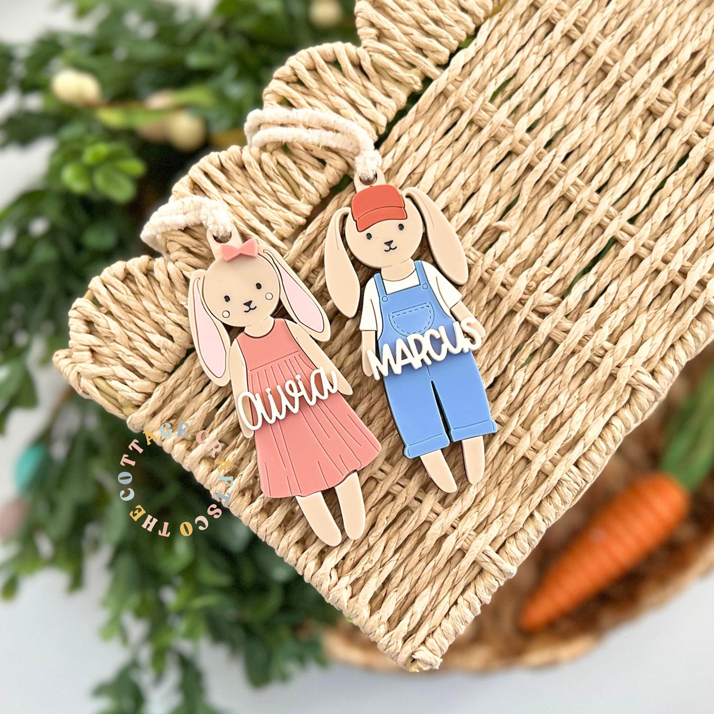 Personalized Easter Bunny Basket Tag, Custom Name Easter Tag, Bunny Name Tag for Kids, Easter Basket Accessory, Reusable Easter Keepsake