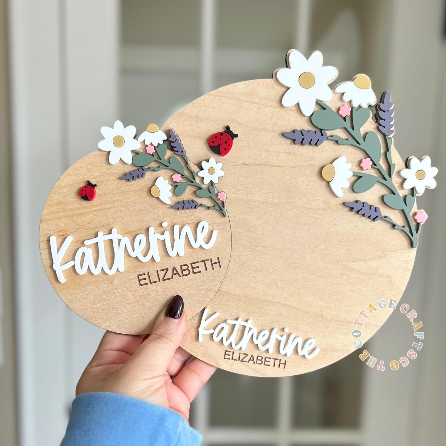 Personalized Floral Baby Footprint Sign, Newborn Name Announcement, Custom Baby Girl Nursery Decor, Wooden Birth Keepsake, Baby Shower Gift