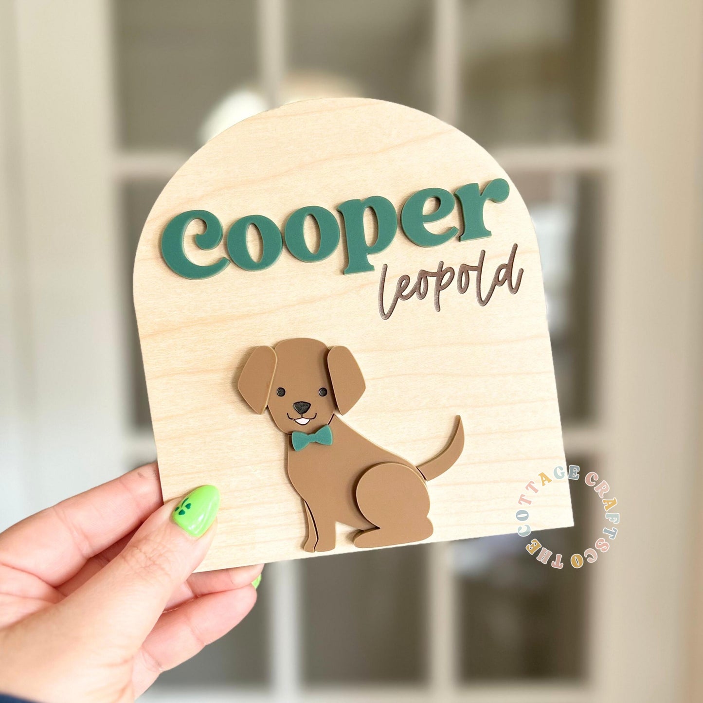 Golden Retriever Baby Name Annoucement Sign, Personalized Baby Birth Announcement Sign, Puppy Nursery Keepsake Decor