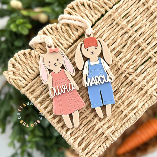 Personalized Easter Bunny Basket Tag, Custom Name Easter Tag, Bunny Name Tag for Kids, Easter Basket Accessory, Reusable Easter Keepsake