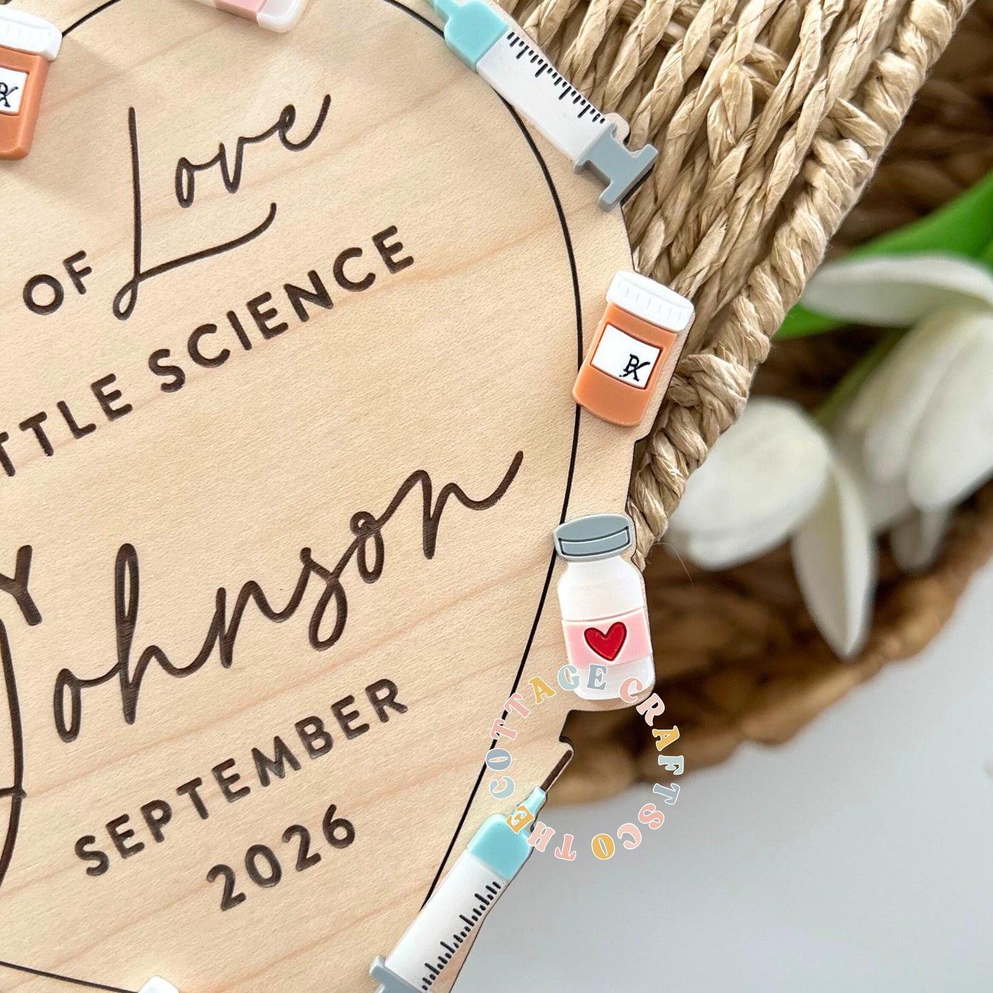 Pregnancy Announcement Sign, Made With Love and a Little Science Sign, IVF Baby Announcement, IVF Journey Reveal, IVF Pregnancy Announcement