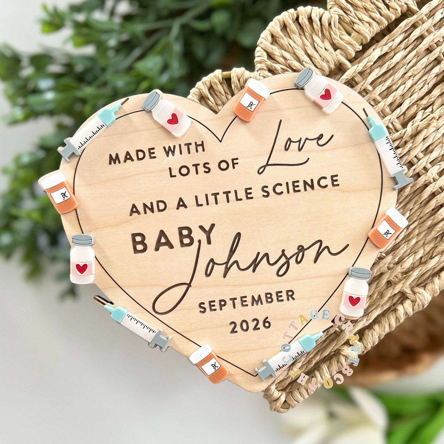 Pregnancy Announcement Sign, Made With Love and a Little Science Sign, IVF Baby Announcement, IVF Journey Reveal, IVF Pregnancy Announcement