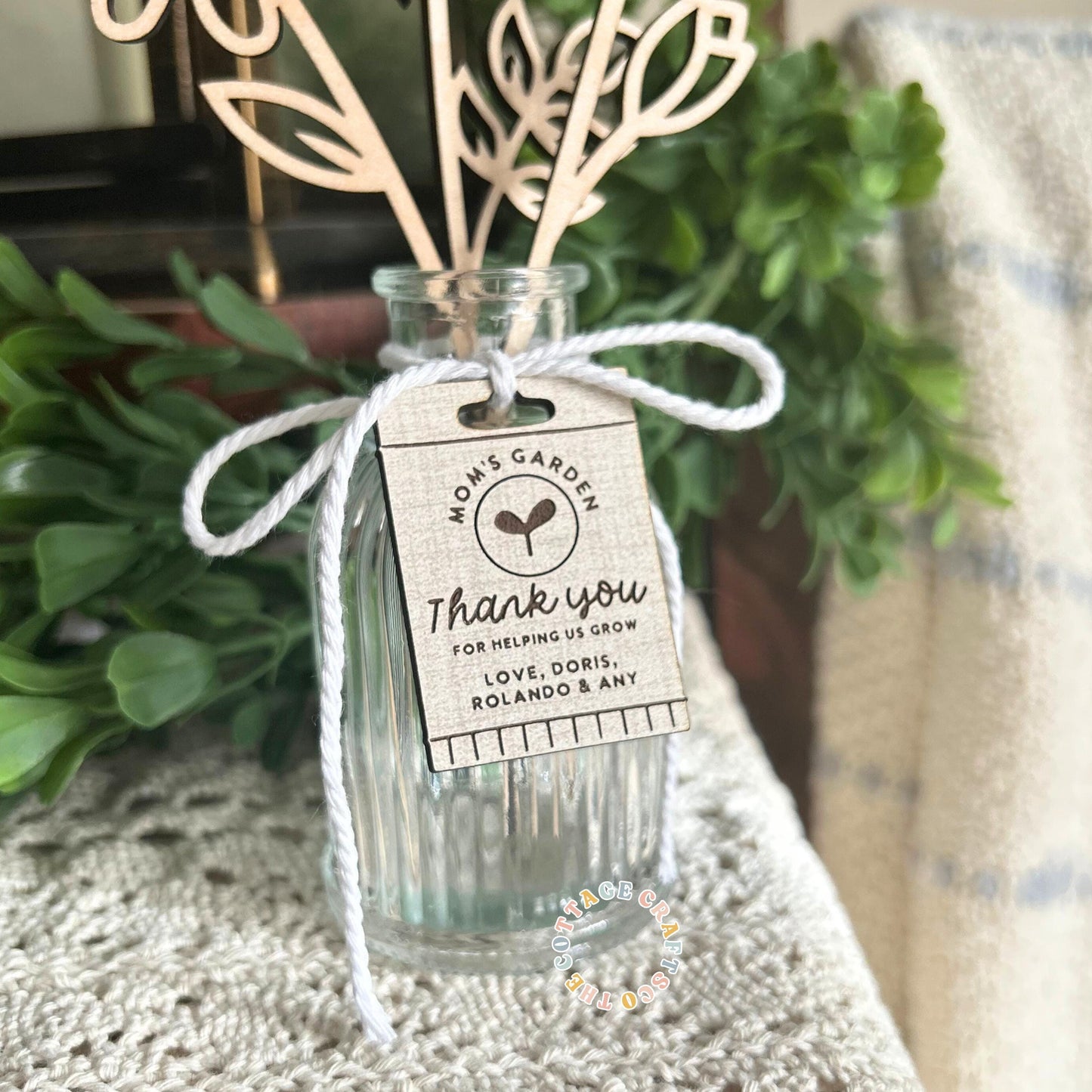 Wooden Birth Flower Bouquet Personalized Gift, Mother’s Day Gift for Mom, Custom Birth Month Flowers, Grandma Gift, Keepsake Vase Decor