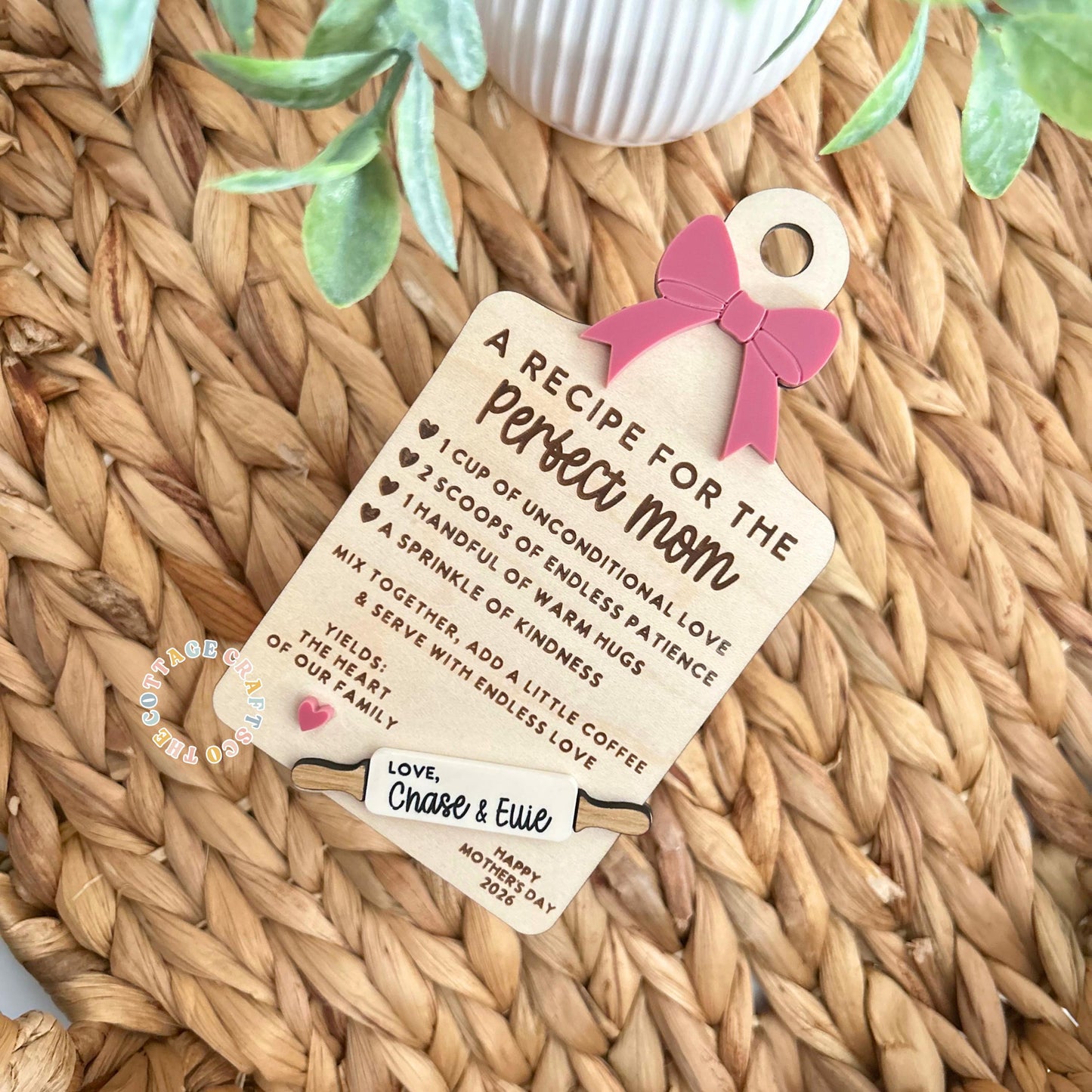 Personalized Mother’s Day Gift for Mom, Recipe for the Perfect Mom, Custom Mom Gift from Kids, Engraved Wood Magnet,  Keepsake Gift